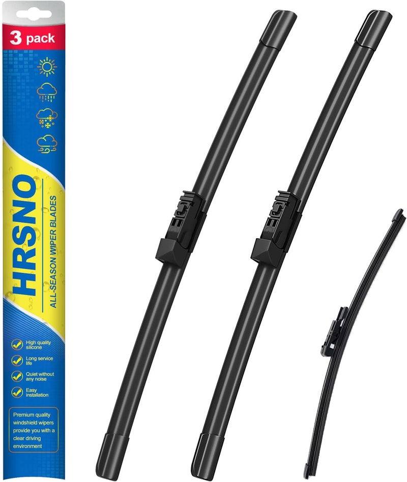 HRSNO مساحات زجاج أمامي 24" + 20" مع شفرات مساحات خلفية 15" مجموعات استبدال السيارات لسيارة لاند روفر رينج روفر 2017-2023، سهلة التركيب (عبوة من 3)  - Image 1